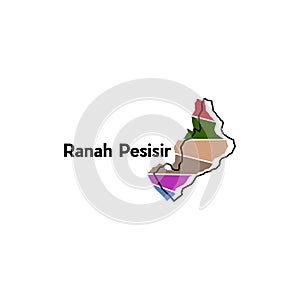 vector Map City of Ranah Pesisir modern outline, High detailed vector illustration vector Design Template, suitable for your photo
