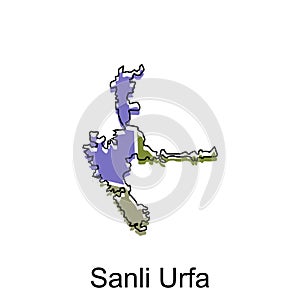 vector Map City of Sanli Urfa modern outline, High detailed illustration vector Design Template