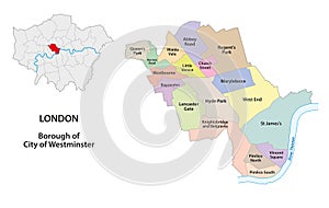 Vector map City of Westminster Wards, London, UK