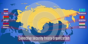 Vector map of the Collective Security Treaty Organization CSTO
