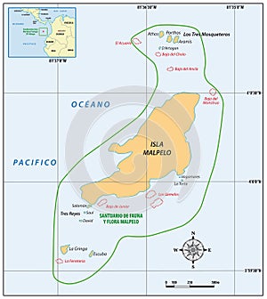 Vector map of the colombian pacific island malpelo photo