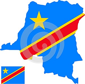 Vector map of Congo Democratic Republic with flag. Isolated, white background