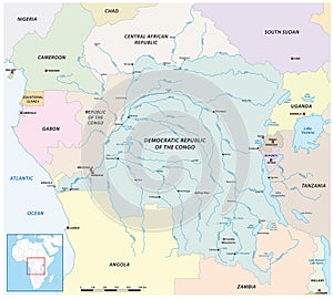 Vector map of the congo river basin