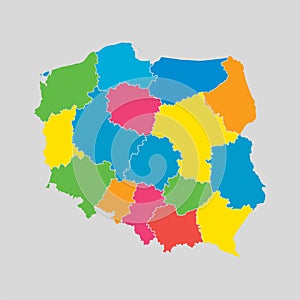 Vector map country Poland divided on regions