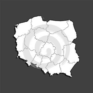 Vector map country Poland divided on regions