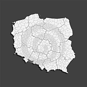 Vector map country Poland divided on regions