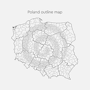 Vector map country Poland divided on regions