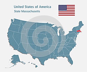 Vector map country USA and state Massachusetts