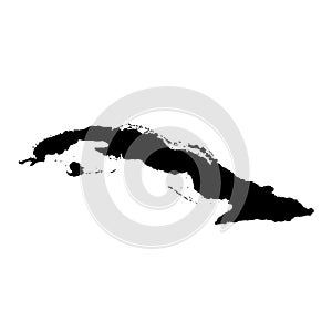 Vector map Cuba. Isolated vector Illustration. Black on White background.