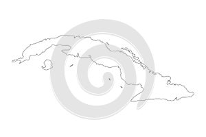 Vector map Cuba. Outline map. Isolated vector Illustration. Black on White background