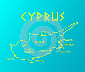 Vector map Cyprus with cities and capital Nicosia