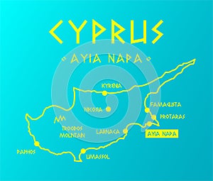 Vector map Cyprus with cities and capital Nicosia
