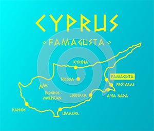 Vector map Cyprus with cities and capital Nicosia