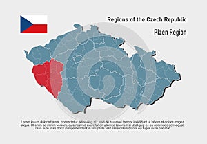 Vector map Czech republic, region Plzen