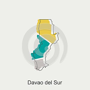 vector map of Davao Del Sur modern outline, High detailed vector Philippines map illustration vector Design Template photo