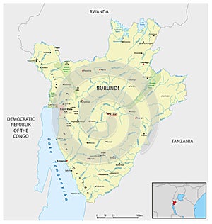 Vector map of the East African state of Burundi