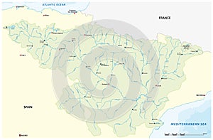 Vector map of Ebro river basin, Spain