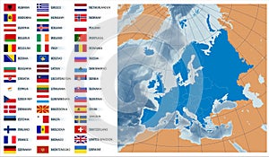 Vector map Europe with flags