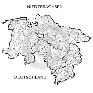 Vector map of the federal state of Lower Saxony, Germany