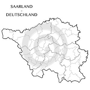 Vector map of the federal state of Saarland, Germany