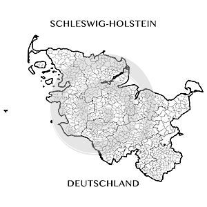 Vector map of the federal state of Schleswig Holstein, Germany