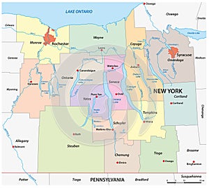 Vector map of the Finger Lakes region, New York, United States