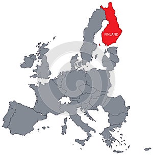 Vector map of Finland and European Union. EPS outline.