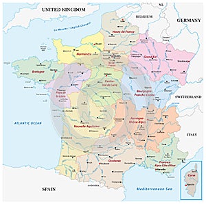 Vector map France with the regions, rivers and the most important cities