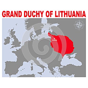 Vector map of the Grand Duchy of Lithuania photo