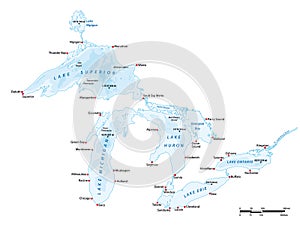 Vector map of the Great Lakes, USA, Canada photo