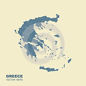 Vector map of Greece flat icon with scuffed effect