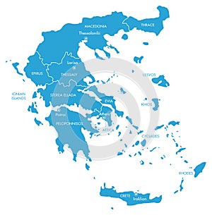 Vector Map of Greece with Regions