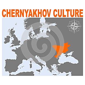 Vector map with heartland of Chernyakhov culture