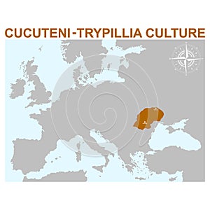 Vector map with heartland of Cucuteni Trypillia culture