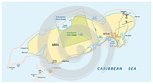 Vector map of the Honduran Caribbean island of Utila, Honduras