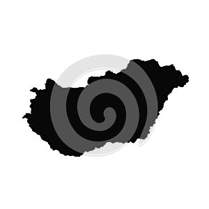Vector map Hungary. Isolated vector Illustration. Black on White background.