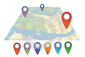 Vector map icon with Pin Pointer