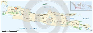 Vector map of the Indonesian islands of Java and Bali