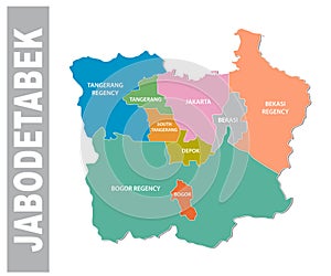 Vector map of the Indonesian megacity urban area Jabodetabek photo