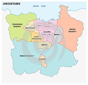 Vector map of the Indonesian megacity urban area Jabodetabek