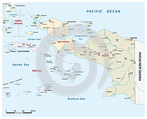 Vector map of the Indonesian provinces of Papua and West Papua