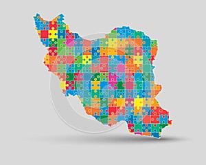 Vector map Iran from color puzzle, jigsaw