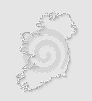 Vector map Ireland, abstract inner shadow