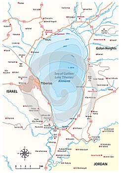 Vector map of the Israeli Sea of Galilee photo