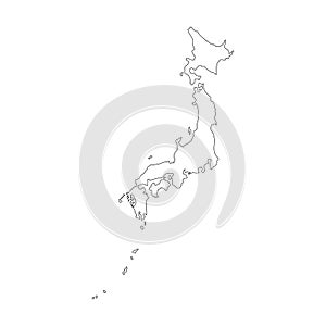 Vector map Japan. Outline map. Isolated vector Illustration. Black on White background