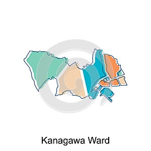 vector map of Kanagawa Ward modern outline design, Borders of Japan for your infographic. Vector illustration. design template