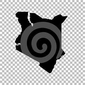 Vector map Kenya. Isolated vector Illustration. Black on White background.