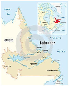 Vector map of Labrador in Canada