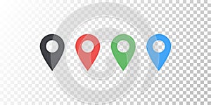 Vector map location colorful icon isolated on transparent background with soft shadow. Element for design ui app website interface