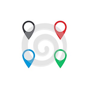 Vector map location icon. Map location shape. Set location tag. Element for design ui app website interface. Position pin. Black